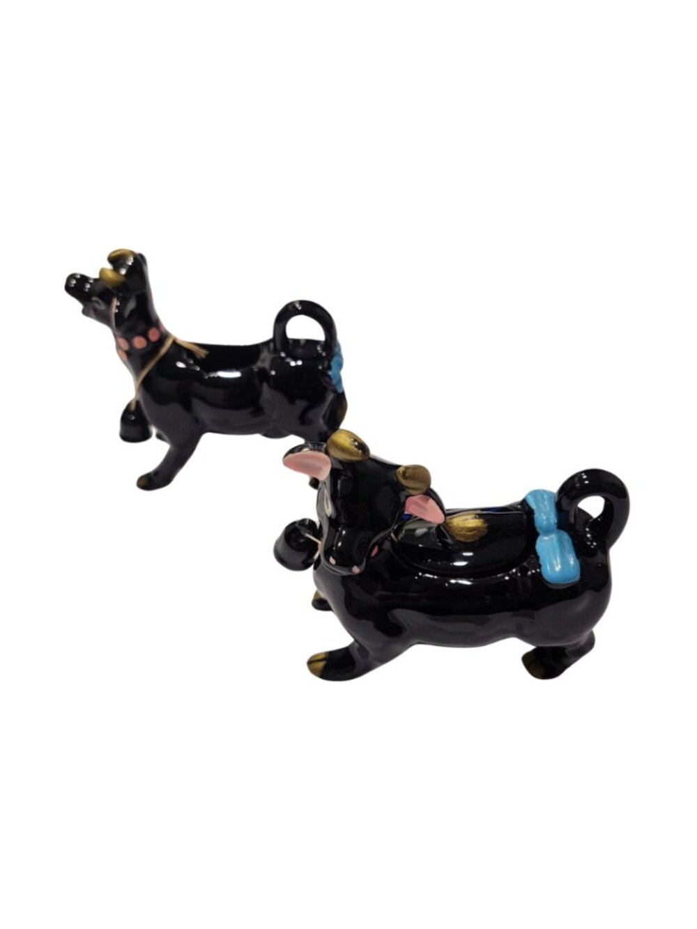 Vintage Cottage Core Farmhouse Cow & Bull Redware Creamer & Sugar Bowl Set